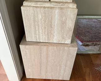 Mid Century Cattelan 19.75 travertine cube i