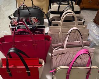 Kate Spade collection and a couple of Michael Kors and Dooney and Burke. Most of them are in pristine like new condition.