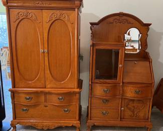 Lexington Victorian, sampler armoire and side-by-side secretary desk