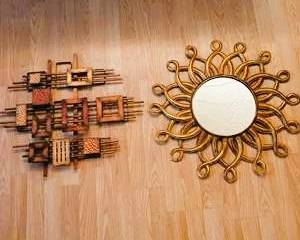 Decorative Sunburst Wall Art with Geometric Wood Wall Sculpture