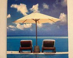 Beach Lounge Chairs Canvas Wall Art