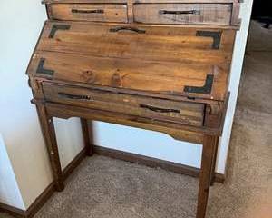 Rustic Wood Secretary Desk with Drawers