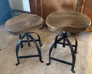 Pair of Adjustable Swivel Bar Stools