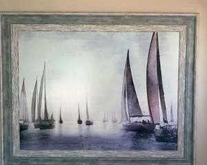 Large Sailboat Harbor Painting