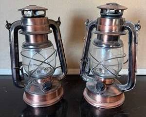 Pair of Decorative Hurricane LED Lanterns