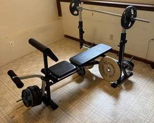 FLYBIRD Adjustable Weight Bench Set with Barbell Rack & Leg Developer