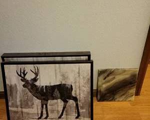 Framed Deer Wall Art and Decorative Canvas
