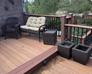 Outdoor Wicker Patio Furniture Set with Cushioned Loveseat and Chair