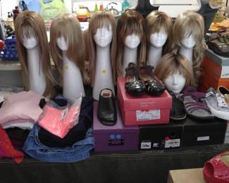 Womens wigs- most all are new or worn once, Teva sandles, Rocket Dog/Bill a Bong sneakers, rockport, J sport, most all new