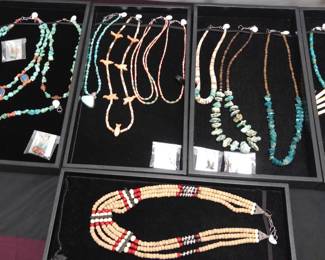vintage jewelry 19+70's - 2000, turquoise, bird/fish fetish, pen shell, melon shell, native american style