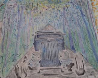 Hand painted canvas bag 1933 Ford 3 window coupe
