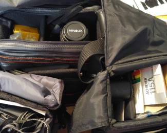 Minolta Camera with all accessories, additional lens, auto wind, slave lights, etc