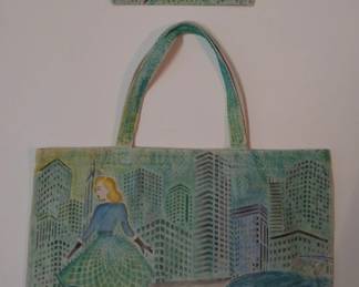 Hand painted Canvas Bag, City Girls Series, numbered and signed