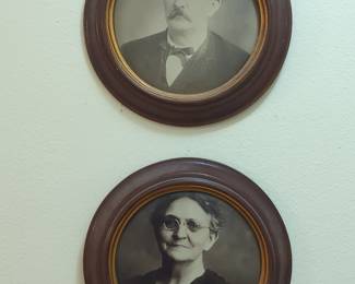 Victorian Oval Portrait Pair - Husband and Wife