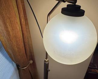 Adjustable Floor Lamp with Frosted Glass Globe, Mid-Century Modern Style