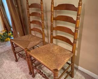 Vintage Tell City Ladder Back Chairs with Rush Seats