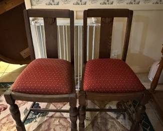 Antique Oak Dining Chairs (Set of 2) with Barley Twist Legs