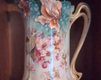 Hand-Painted Porcelain Chocolate Pot with Floral Motif