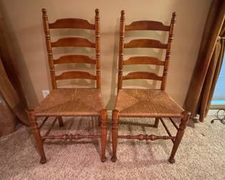 Vintage Tell City Ladder Back Chairs with Rush Seats