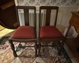 Antique Oak Dining Chairs (Set of 2) with Barley Twist Legs