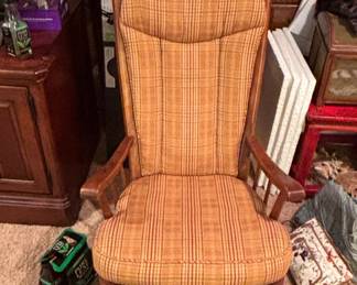 Vintage Plaid Upholstered Rocking Chair