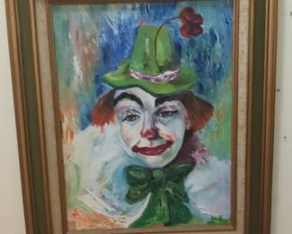 Clown Portrait Painting by Leona Terrill