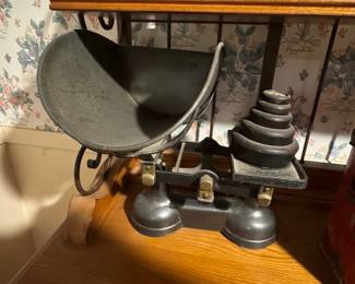 Antique Cast Iron Kitchen Scale with Weights - Victor