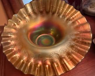 Imperial Glass "Grape" Pattern Carnival Glass Bowl