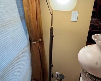 Adjustable Floor Lamp with Frosted Glass Globe, Mid-Century Modern Style