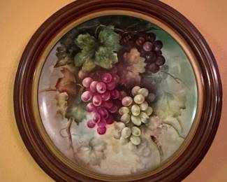 Antique Hand-Painted Limoges Porcelain Plate with Grapes