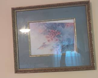 Framed Lena Liu Floral and Hummingbird Print