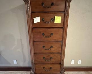 $300 OBO 65"tall chest 21-1/4"x21-1/2" wide 7 green velvet lined drawers Michael Amini