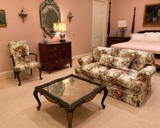 Custom upholstered loveseat