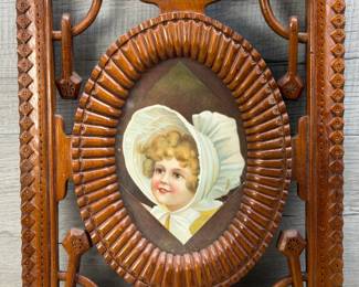 VINTAGE HAND CARVED WOODEN PHOTO FRAME