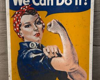 VINTAGE ROSIE THE RIVETER PORCELAIN ENAMELED SIGN