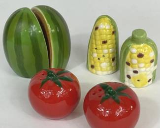 WATERMELON TOMATO CORN SALT & PEPPER SHAKERS