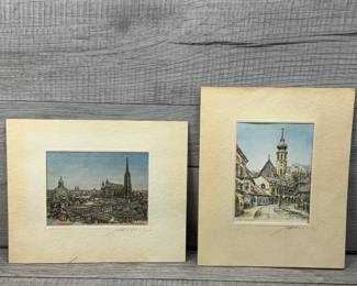 LUDWIG ADAMUS VIENNA SILK ART PRINTS SIGNED