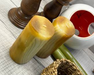 HOME DECOR CANDLES CARVED WOOD ELEPHANT