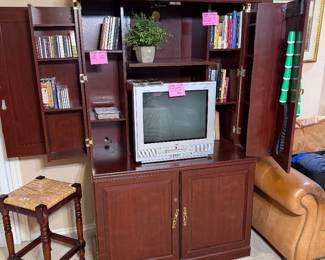Entertainment armoire with CRT DVD player TV