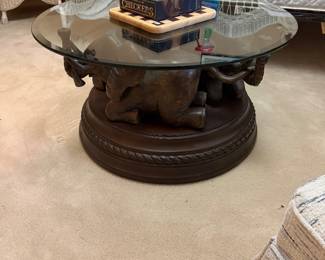 Round "Elephant" Coffee table with glass top