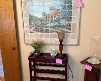 Large Tile wall art, wine rack