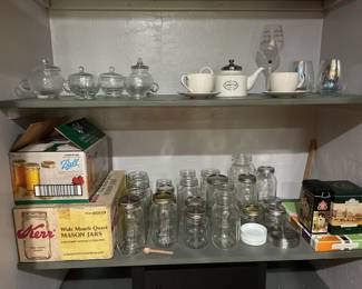 Mason jars of all sizes, kitchen