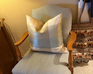 Two Fabric side arm chairs