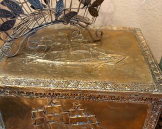 Peerage England Embossed Brass Nautical Log Coal Box