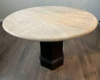 Travertine top pedestal table