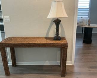 Wicker entry way / sofa console - other lamps available 