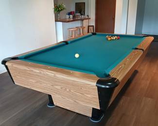 Billiard table by Harvard Sports (includes several cue sticks and other accessories)