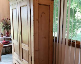 Antique English pine wardrobe from London (circa 1850)