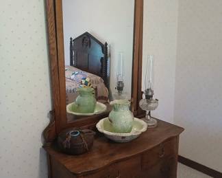 Antique oak dresser with mirror