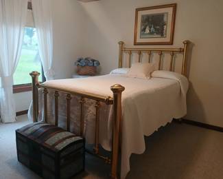 Full size Foster 'Ideal' brass bed by Foster Bros. Mfg.